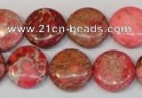 CDI655 15.5 inches 16mm flat round dyed imperial jasper beads