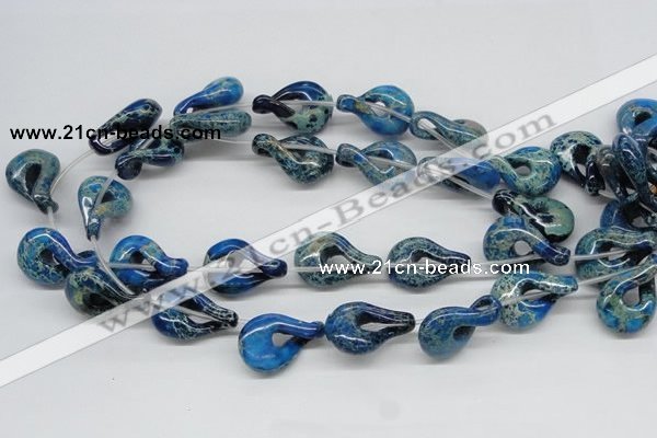 CDI66 16 inches 20*30mm petal shaped dyed imperial jasper beads