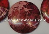 CDI660 15.5 inches 35mm flat round dyed imperial jasper beads