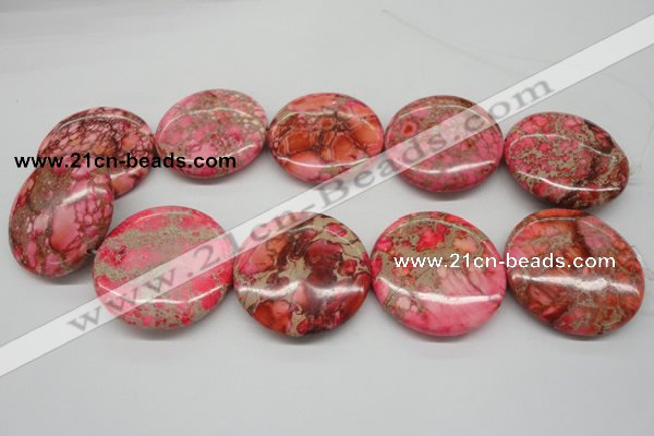 CDI661 15.5 inches 40mm flat round dyed imperial jasper beads