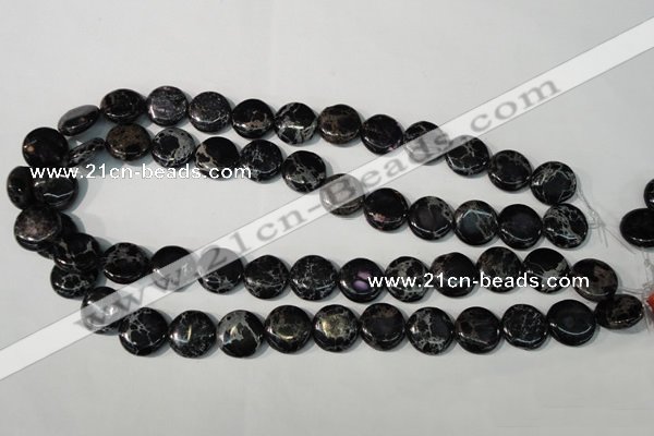 CDI688 15.5 inches 15mm flat round dyed imperial jasper beads