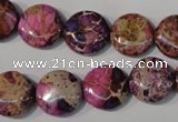 CDI706 15.5 inches 14mm flat round dyed imperial jasper beads