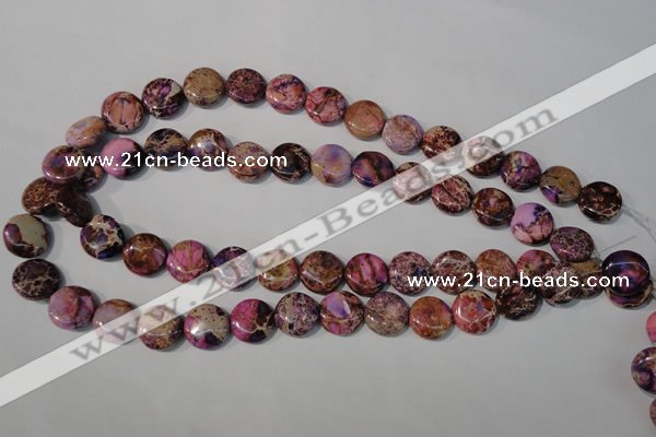 CDI706 15.5 inches 14mm flat round dyed imperial jasper beads