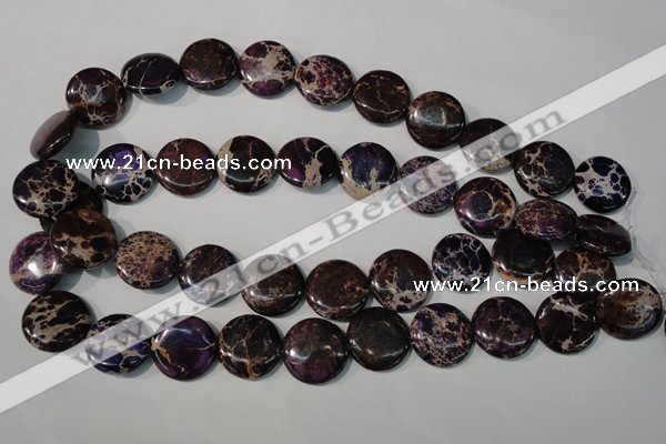 CDI707 15.5 inches 20mm flat round dyed imperial jasper beads