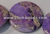CDI709 15.5 inches 55mm flat round dyed imperial jasper beads