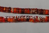 CDI733 15.5 inches 3*6mm heishi dyed imperial jasper beads