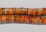 CDI734 15.5 inches 3*8mm heishi dyed imperial jasper beads