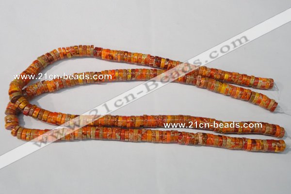 CDI734 15.5 inches 3*8mm heishi dyed imperial jasper beads