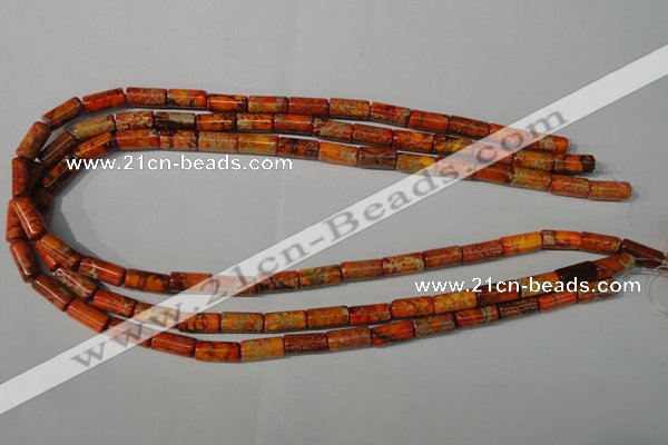 CDI736 15.5 inches 6*12mm tube dyed imperial jasper beads