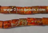 CDI737 15.5 inches 8*8mm tube dyed imperial jasper beads