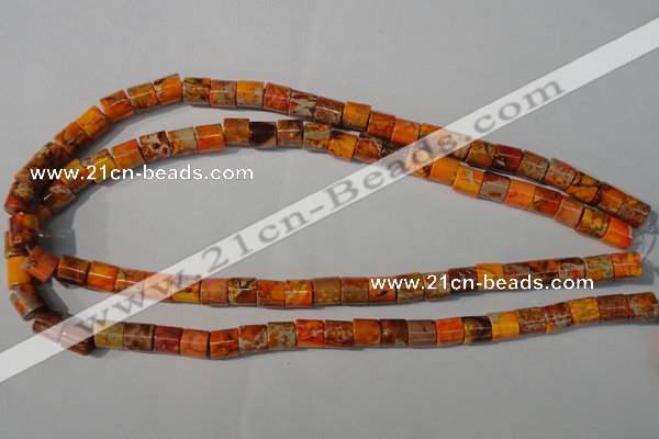 CDI737 15.5 inches 8*8mm tube dyed imperial jasper beads