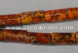 CDI738 15.5 inches 8*16mm tube dyed imperial jasper beads