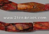 CDI744 15.5 inches 8*30mm faceted rice dyed imperial jasper beads