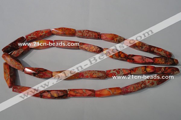 CDI744 15.5 inches 8*30mm faceted rice dyed imperial jasper beads