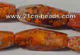 CDI745 15.5 inches 13*42mm faceted rice dyed imperial jasper beads