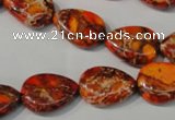 CDI754 15.5 inches 13*18mm flat teardrop dyed imperial jasper beads