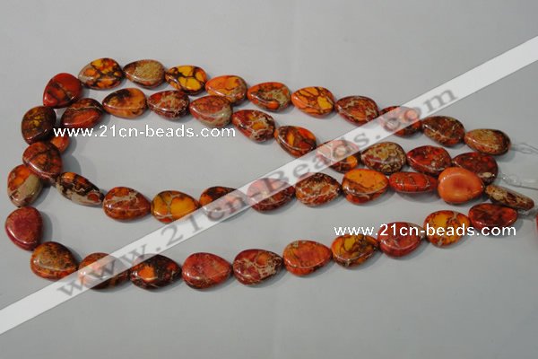 CDI754 15.5 inches 13*18mm flat teardrop dyed imperial jasper beads