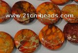 CDI757 15.5 inches 18mm flat round dyed imperial jasper beads