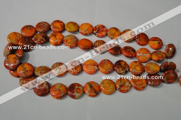 CDI757 15.5 inches 18mm flat round dyed imperial jasper beads