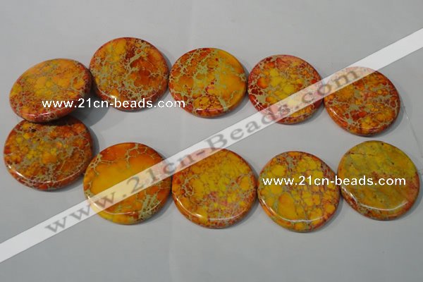 CDI758 15.5 inches 40mm flat round dyed imperial jasper beads