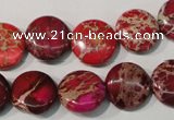 CDI786 15.5 inches 14mm flat round dyed imperial jasper beads