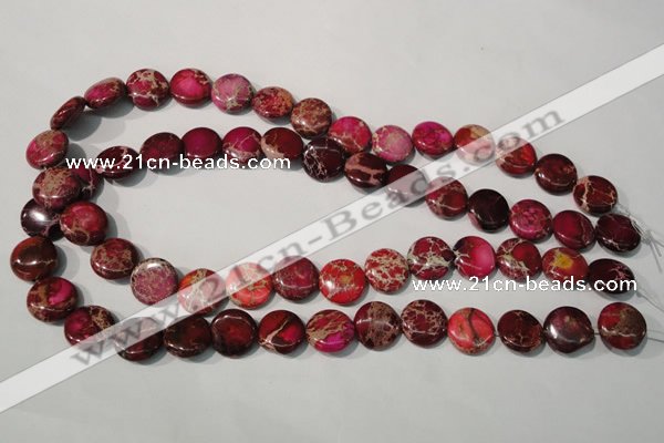 CDI786 15.5 inches 14mm flat round dyed imperial jasper beads