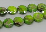 CDI91 16 inches 12mm flat round dyed imperial jasper beads wholesale