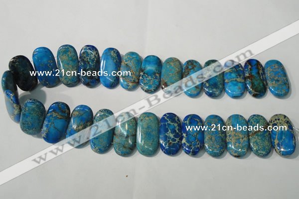 CDI917 15.5 inches 15*30mm oval double drilled dyed imperial jasper beads