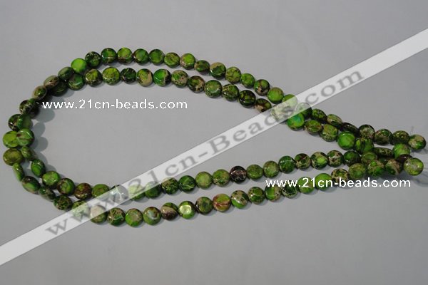 CDI935 15.5 inches 8mm flat round dyed imperial jasper beads