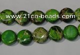 CDI936 15.5 inches 10mm flat round dyed imperial jasper beads