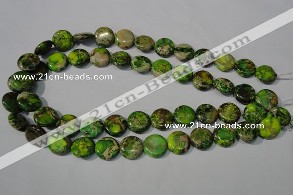 CDI937 15.5 inches 16mm flat round dyed imperial jasper beads