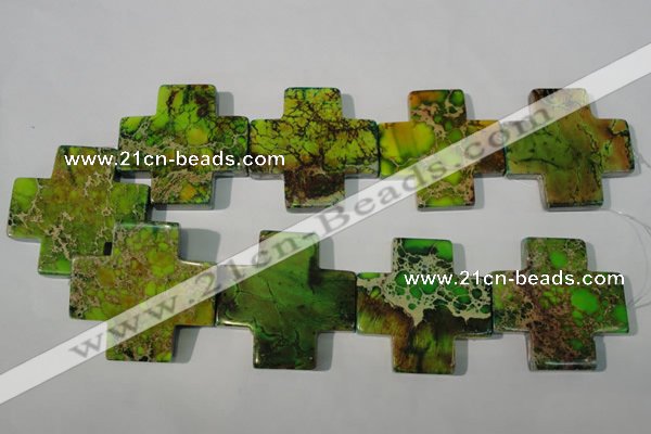 CDI954 15.5 inches 45*45mm cross dyed imperial jasper beads