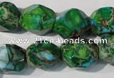 CDI964 15.5 inches 14*17mm faceted nuggets dyed imperial jasper beads