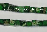 CDI969 15.5 inches 6*6mm cube dyed imperial jasper beads