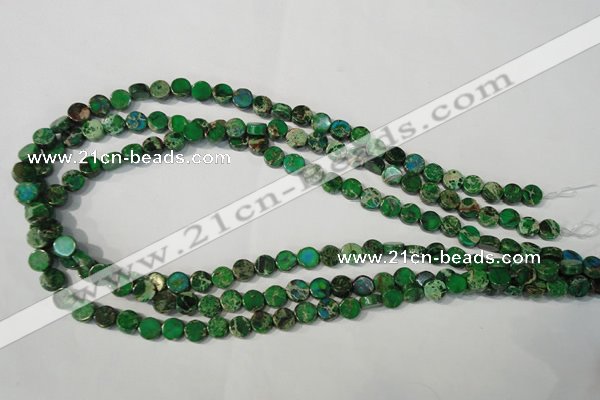 CDI970 15.5 inches 7mm flat round dyed imperial jasper beads