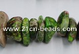 CDI989 15.5 inches 6*18mm - 10*22mm dyed imperial jasper chips beads