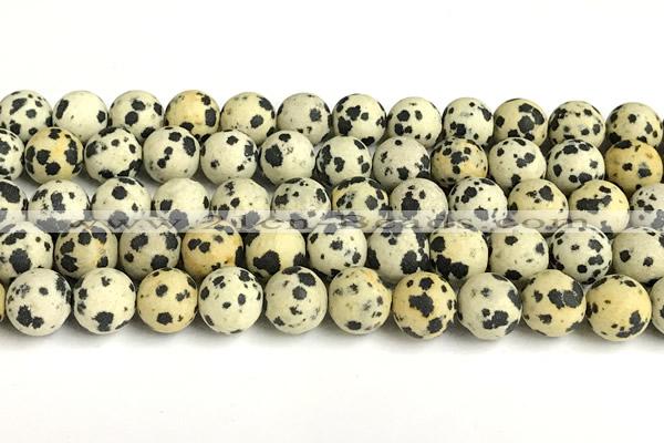 CDM109 15 inches 12mm round matte dalmatian jasper beads