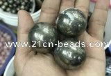 CDN10 30mm round pyrite gemstone decorations wholesale