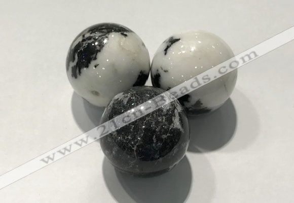 CDN1122 30mm round black & white jasper decorations wholesale