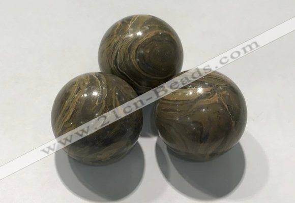 CDN1134 30mm round coffee wood jasper decorations wholesale