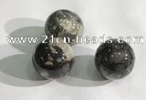 CDN1143 30mm round silver leaf jasper decorations wholesale