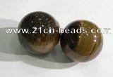 CDN1235 40mm round yellow tiger eye decorations wholesale