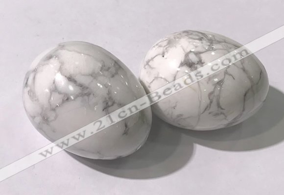 CDN1346 35*45mm egg-shaped white howlite decorations wholesale