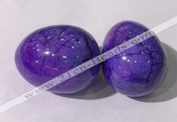 CDN1347 35*45mm egg-shaped dyed white howlite decorations wholesale