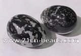 CDN1393 35*45mm egg-shaped black & white jasper decorations wholesale