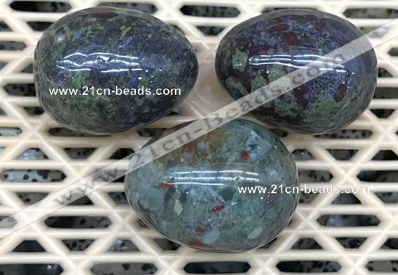 CDN323 30*40mm egg-shaped blood jasper decorations wholesale