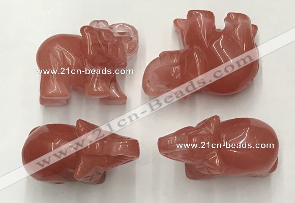 CDN385 20*40*30mm elephant cherry quartz decorations wholesale