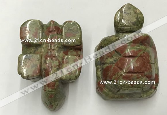 CDN459 38*55*28mm turtle unakite decorations wholesale