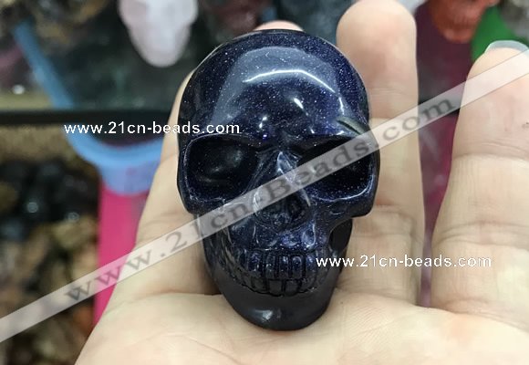 CDN553 35*50*40mm skull blue goldstone decorations wholesale