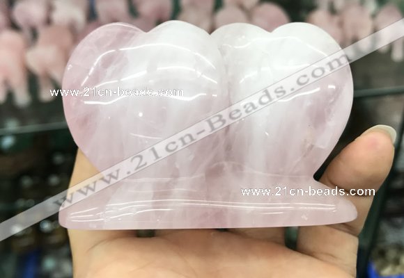 CDN594 50*75mm double heart rose quartz decorations wholesale